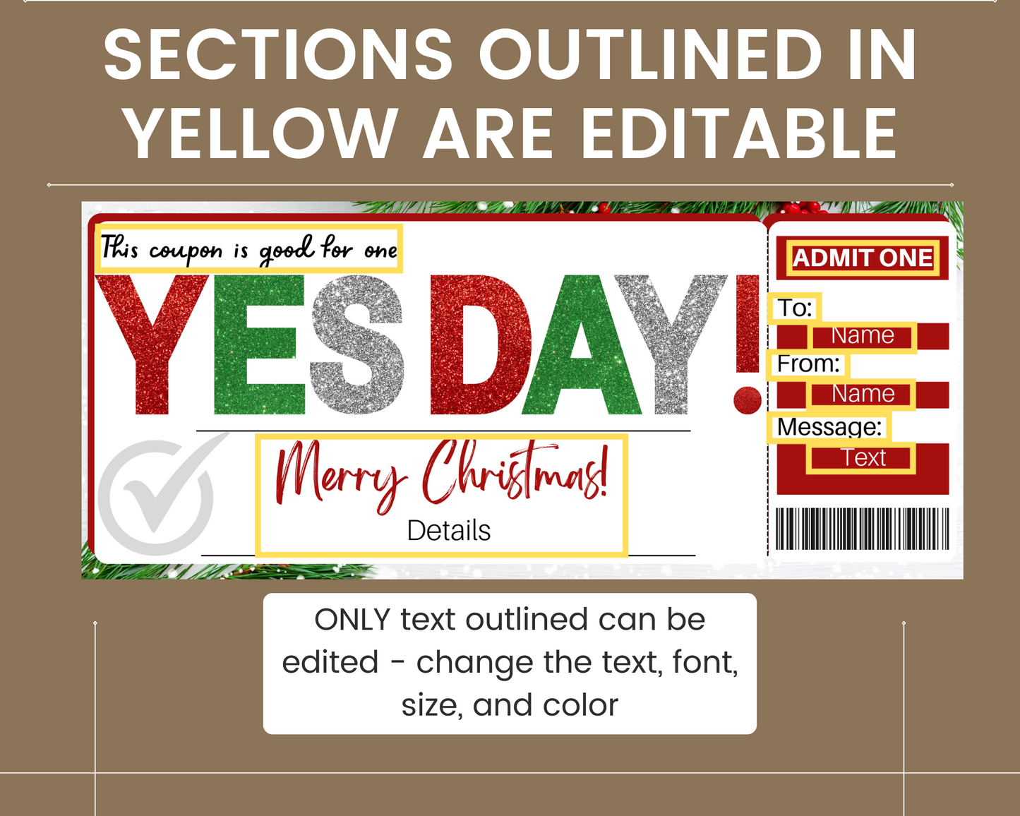 Christmas Yes Day Coupon Template