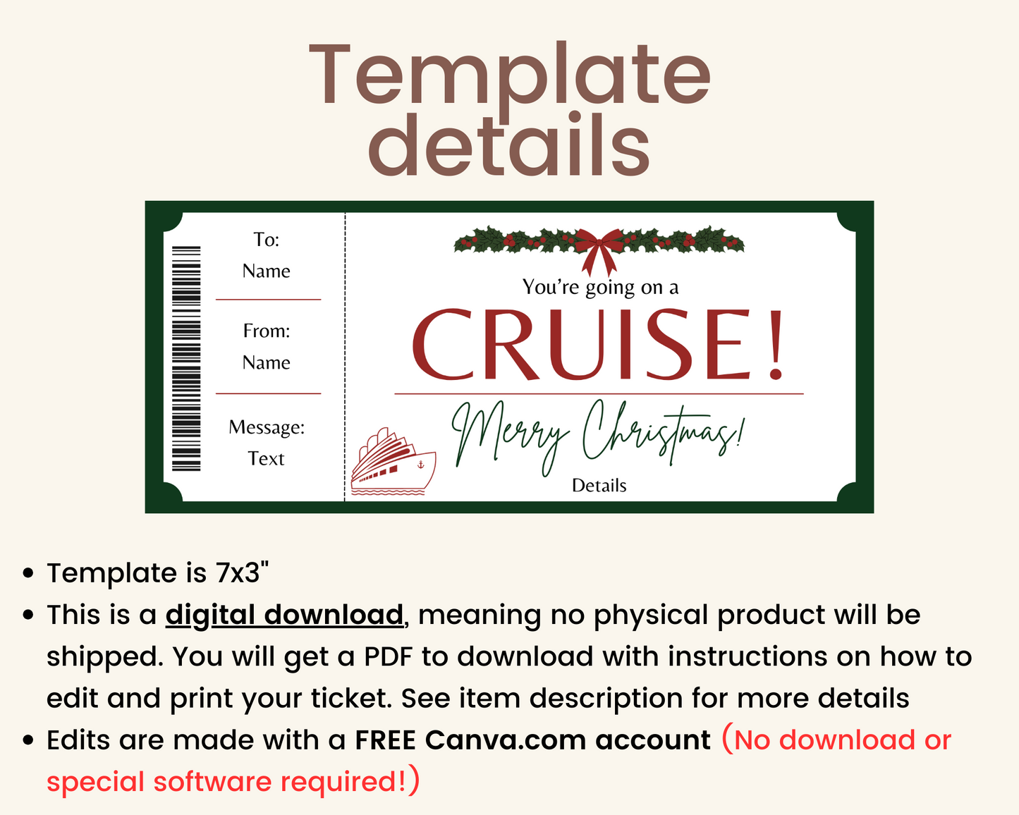 Christmas Cruise Gift Certificate Template