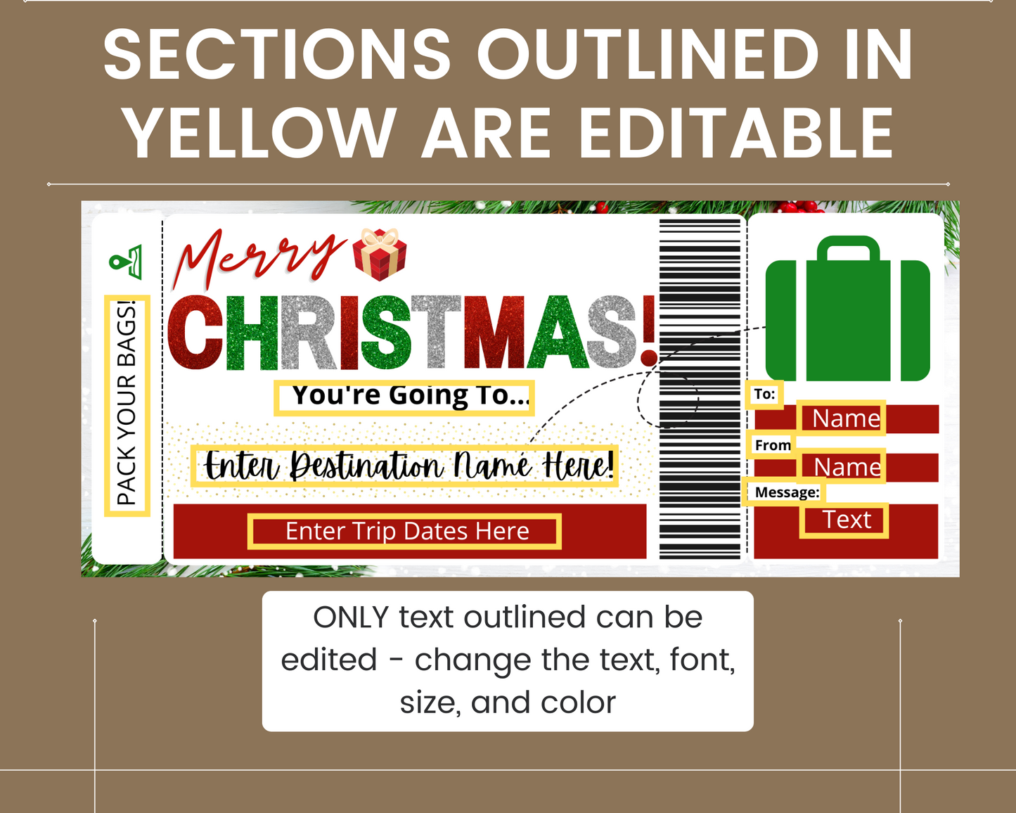 Christmas Boarding Pass Template: Surprise Vacation Ticket