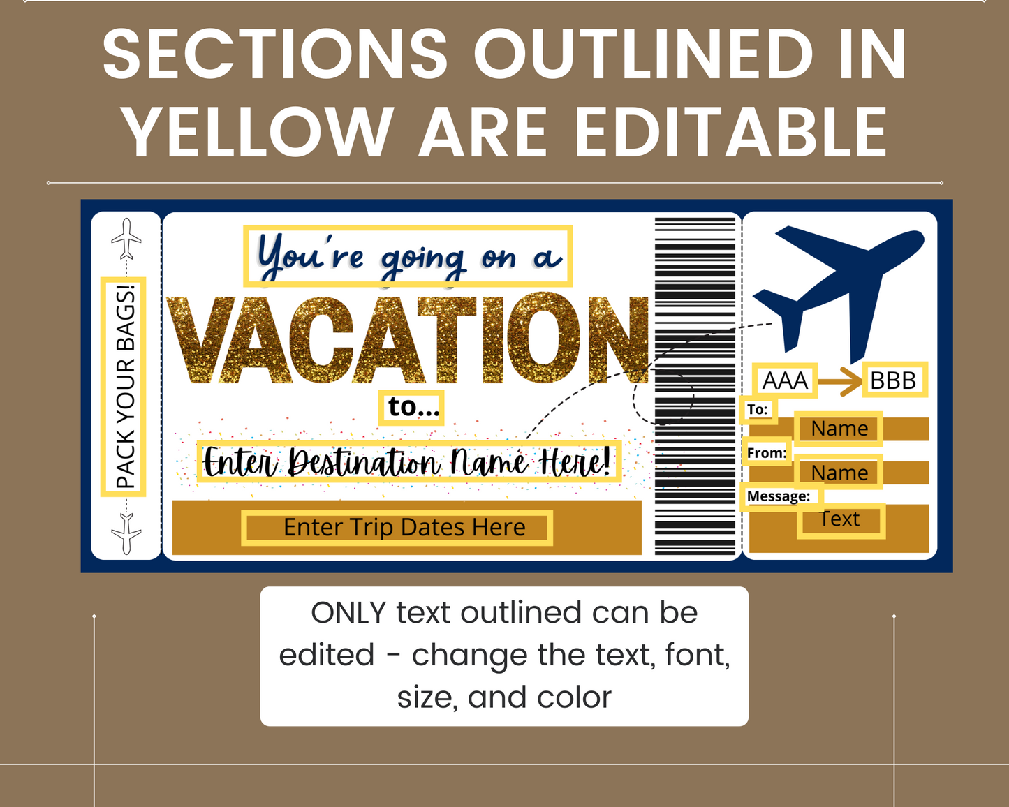 Surprise Vacation Boarding Pass Template