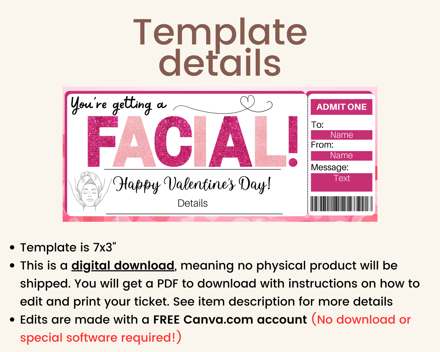 Valentine's Day Facial Coupon Template