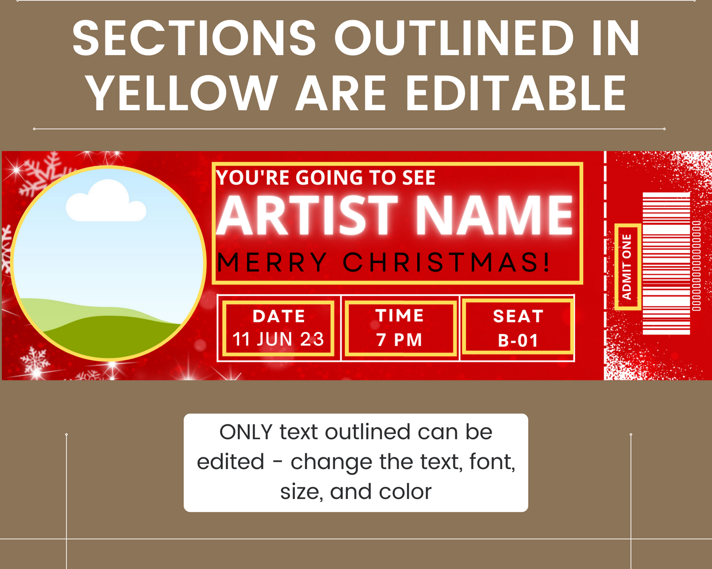 Christmas Concert Ticket Template: Add your own image!
