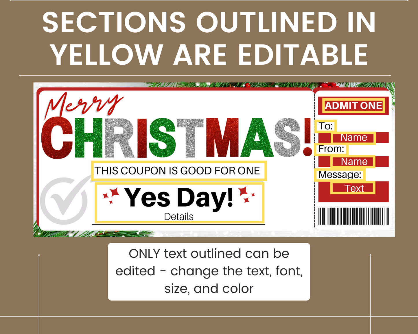 Christmas Yes Day Gift Certificate Template