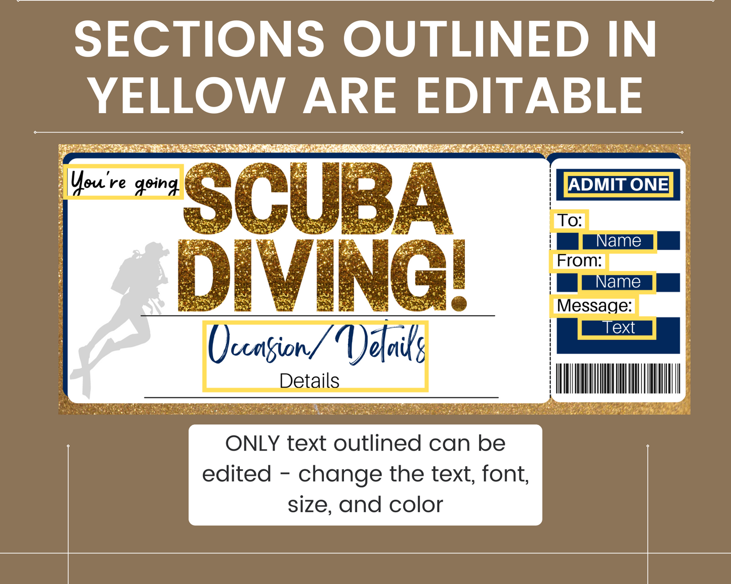 Scuba Diving Gift Ticket Template