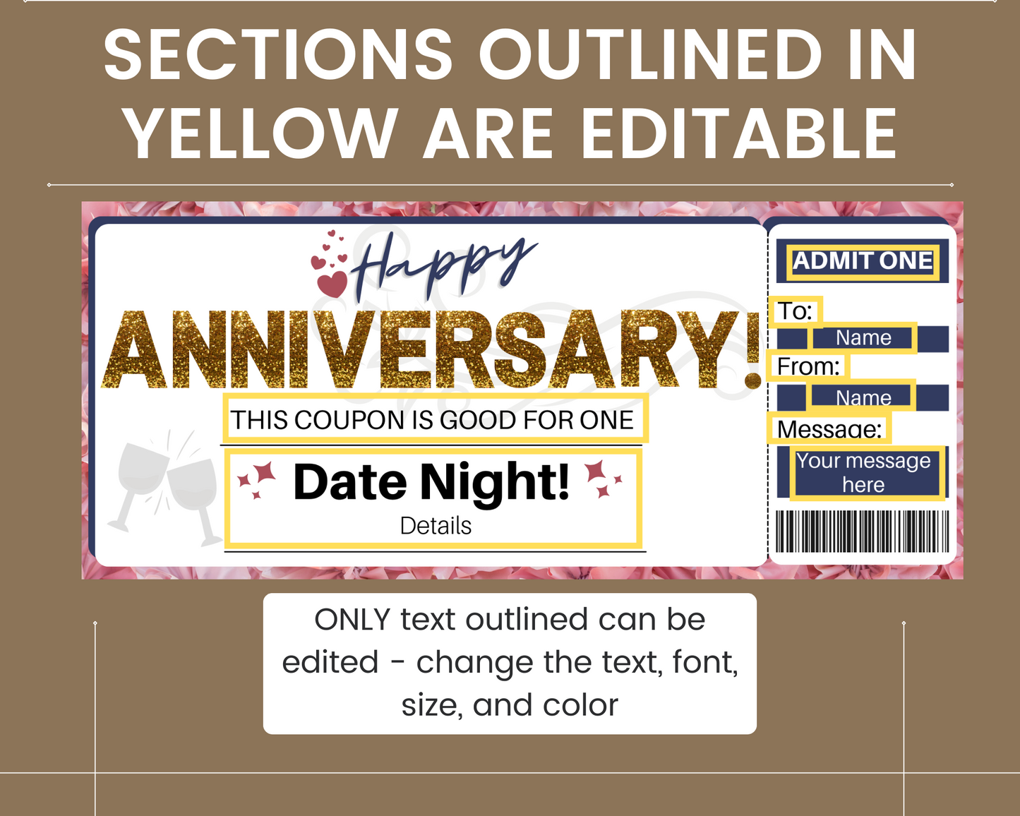 Anniversary Date Night Coupon Template