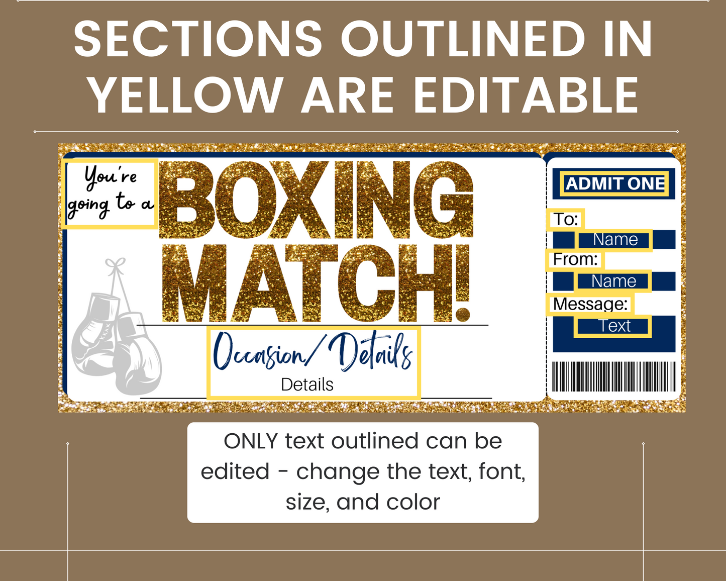 Boxing Match Gift Ticket Template