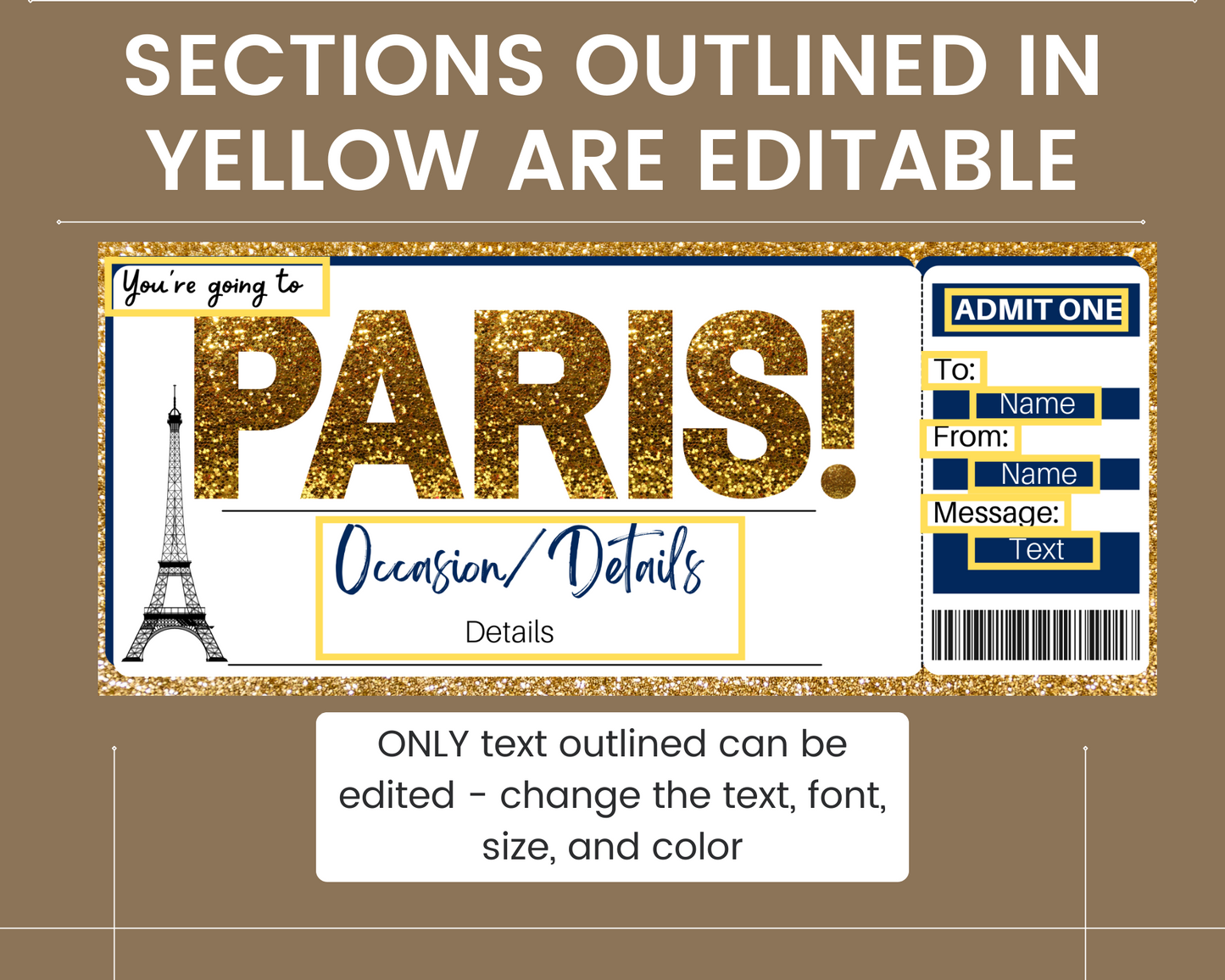 Paris Gift Certificate: Boarding Pass Template