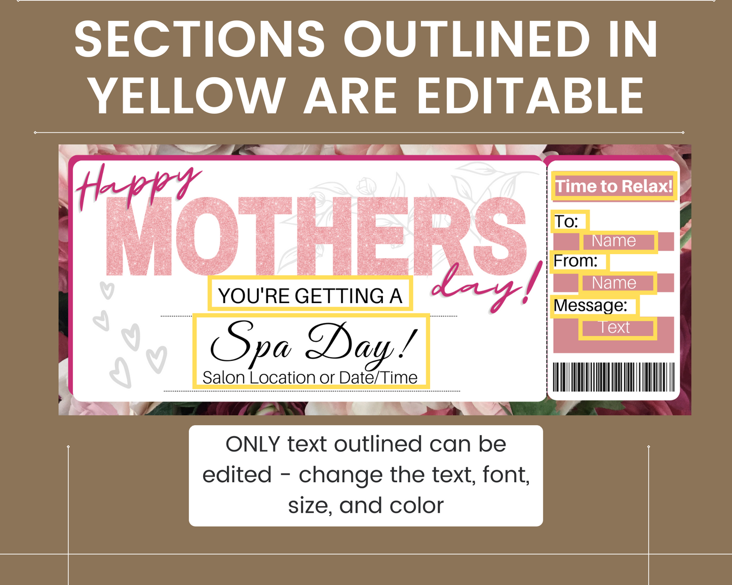 Mother's Day Spa Day Gift Ticket Template