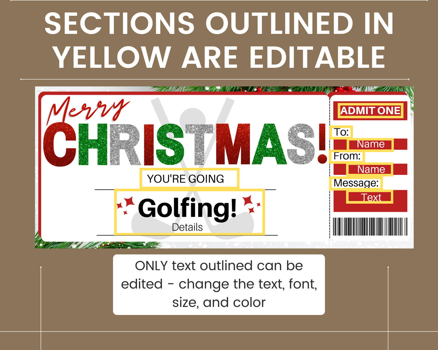 Christmas Golf Ticket Template