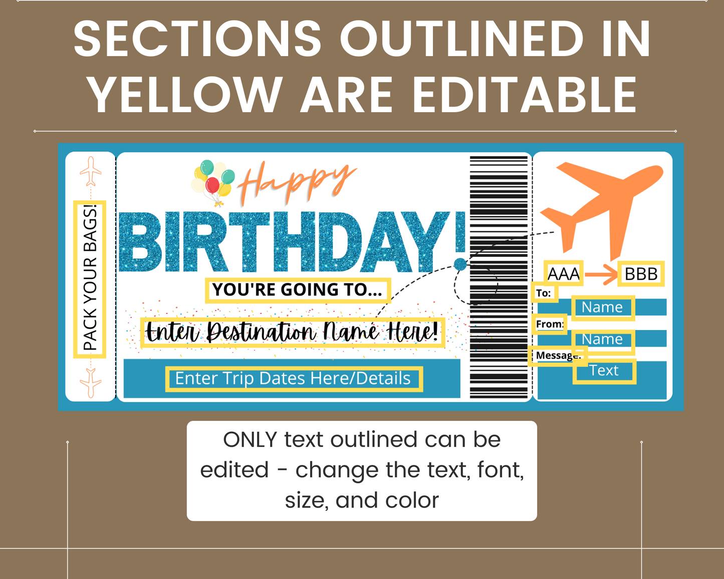 Birthday Boarding Pass Template