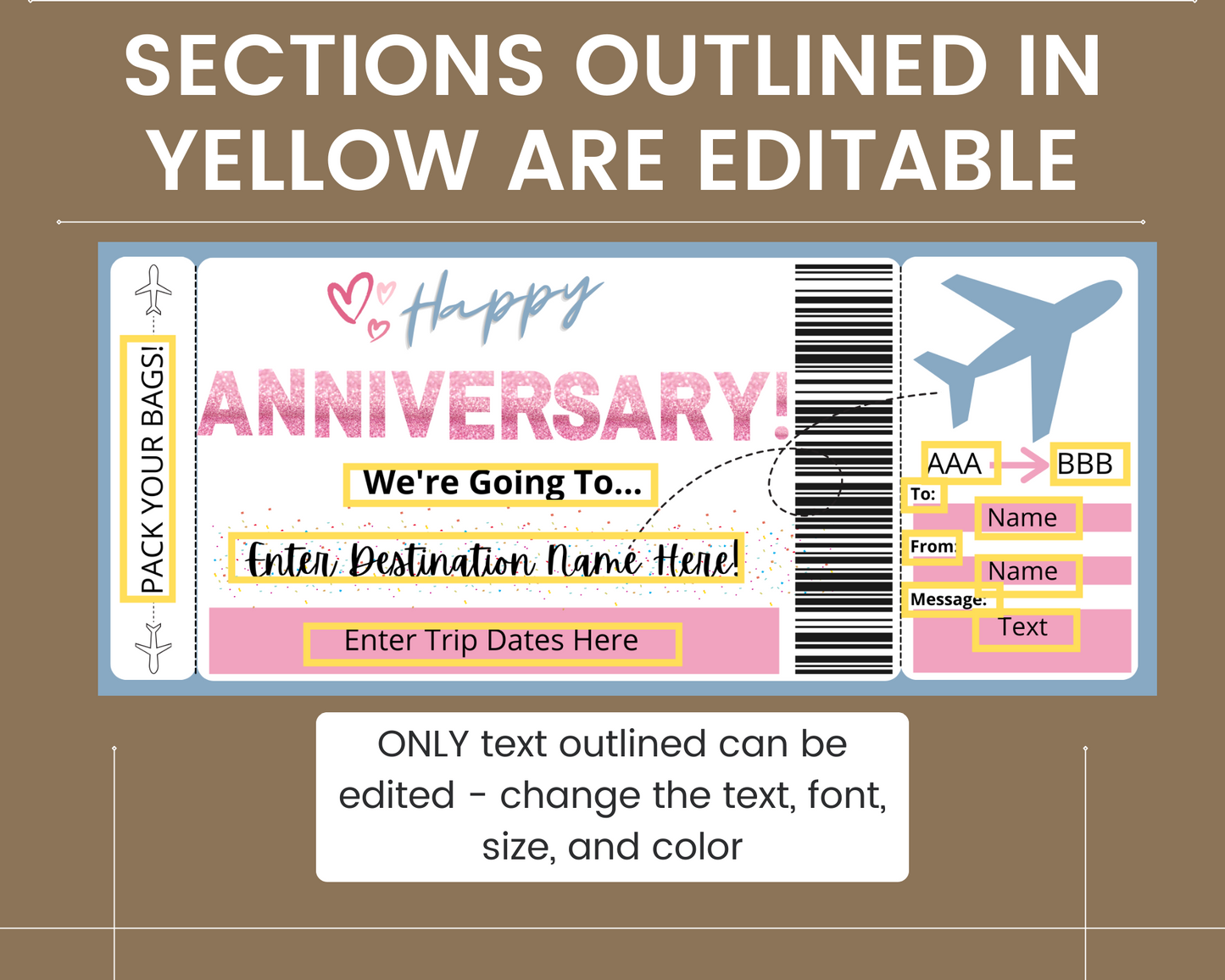 Anniversary Boarding Pass Flight Ticket