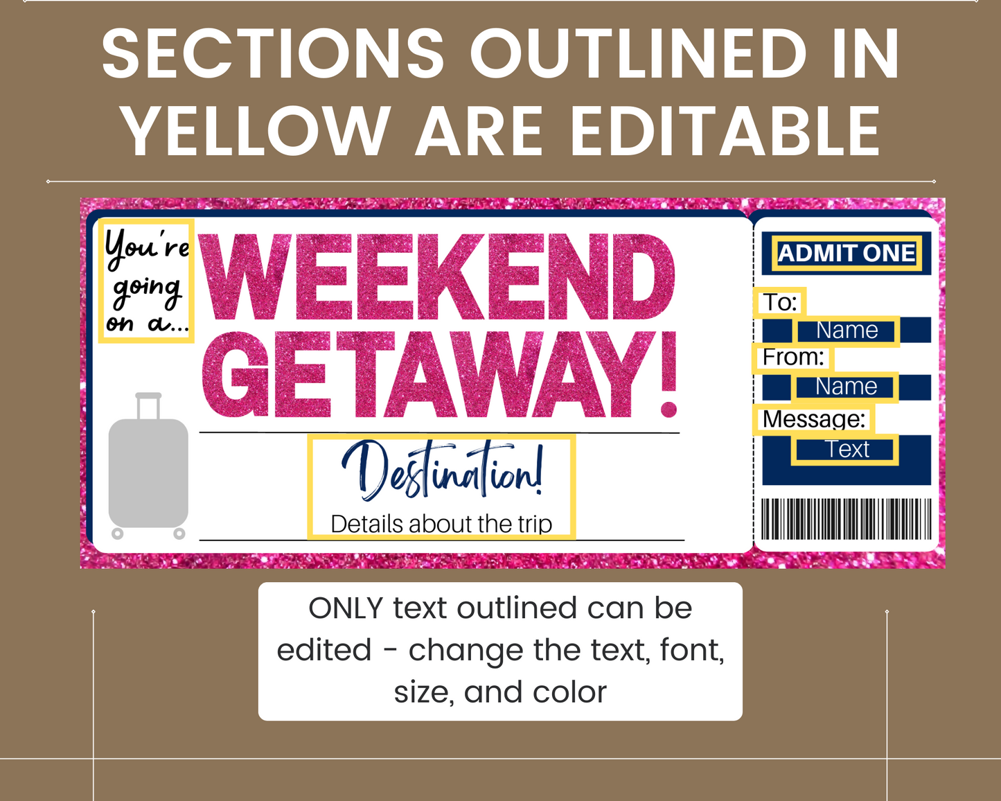 Weekend Getaway Gift Ticket Template