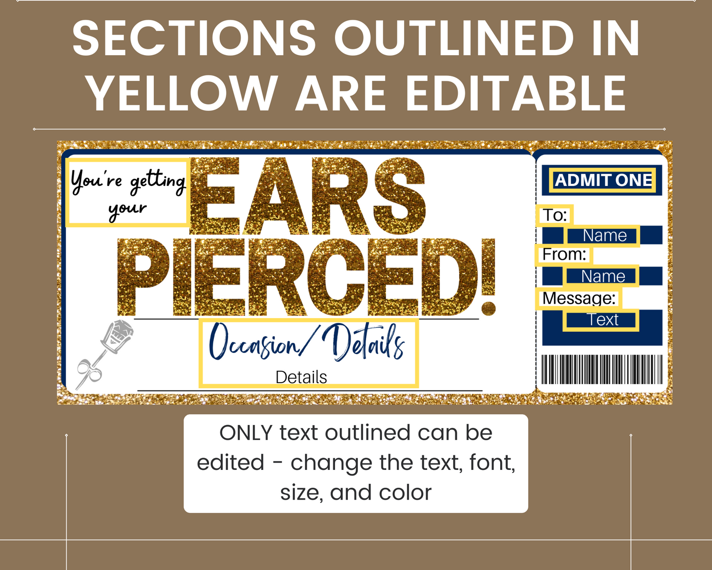 Ear Piercing Gift Ticket Template