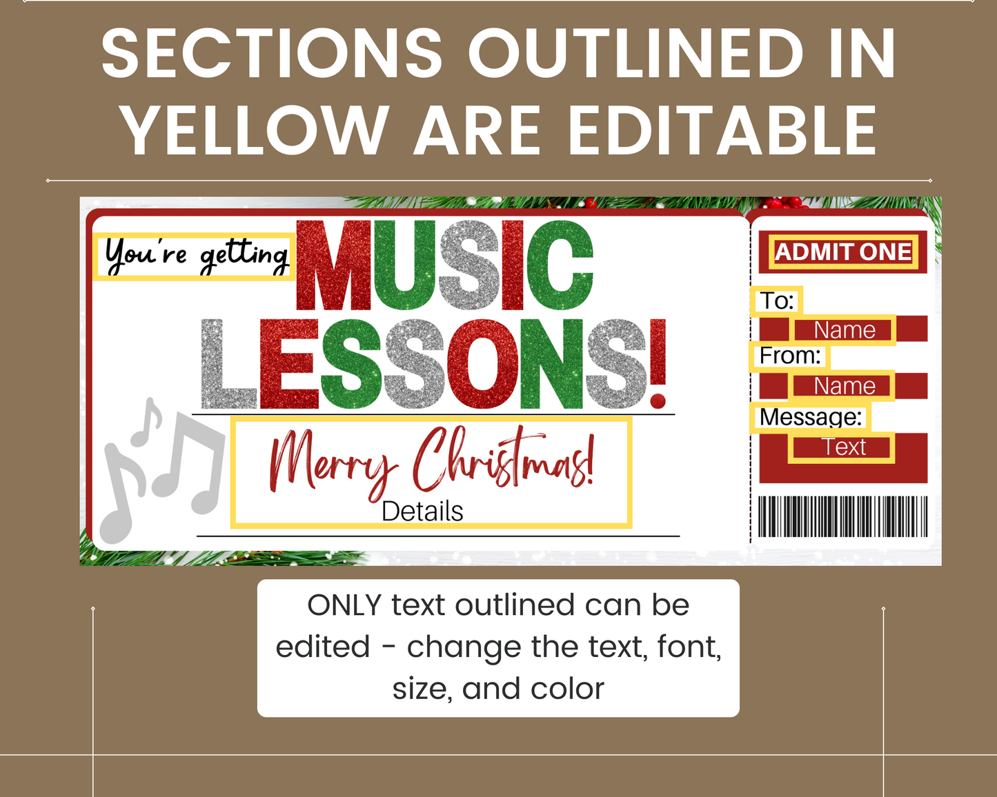 Christmas Music Lessons Gift Certificate