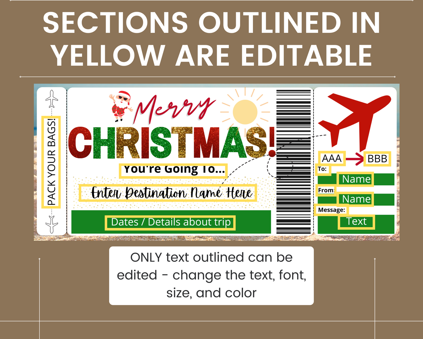 Christmas Boarding Pass Template