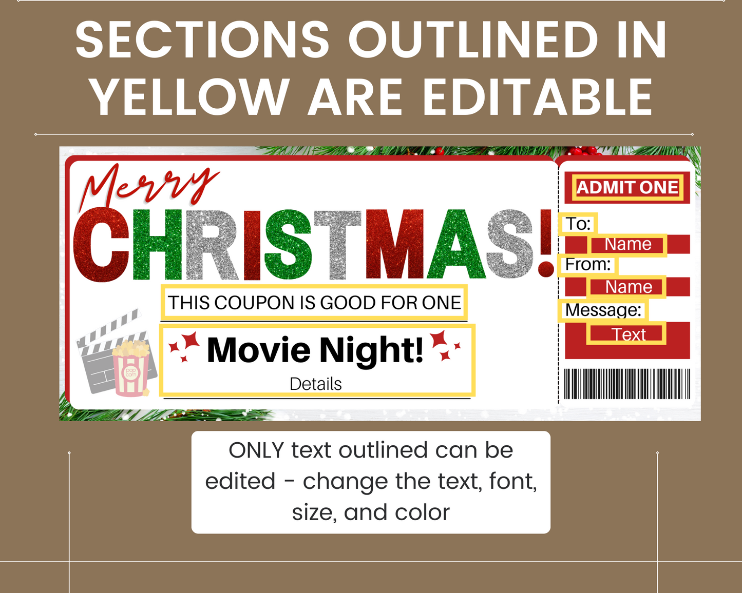 Christmas Movie Night Coupon Template