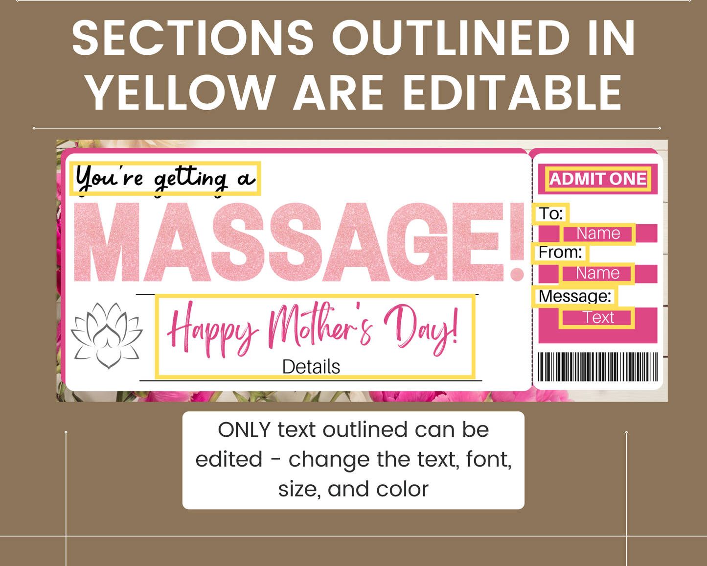 Mother's Day Massage Gift Ticket Template