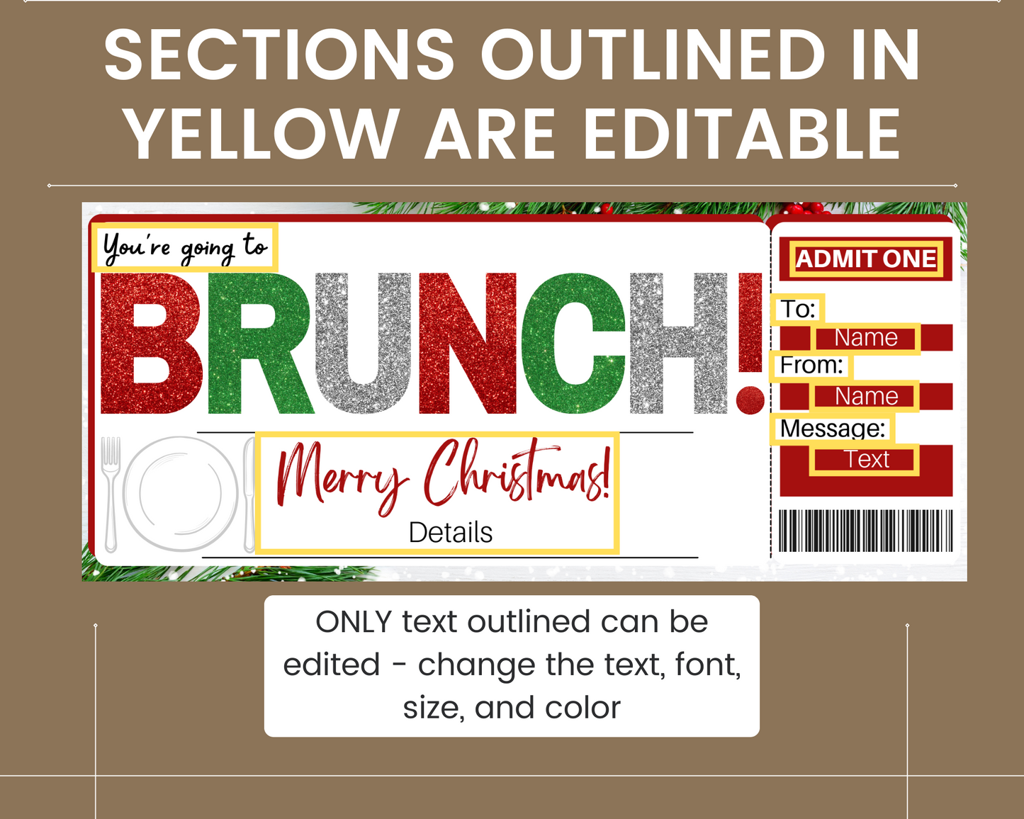 Christmas Brunch Gift Ticket Template