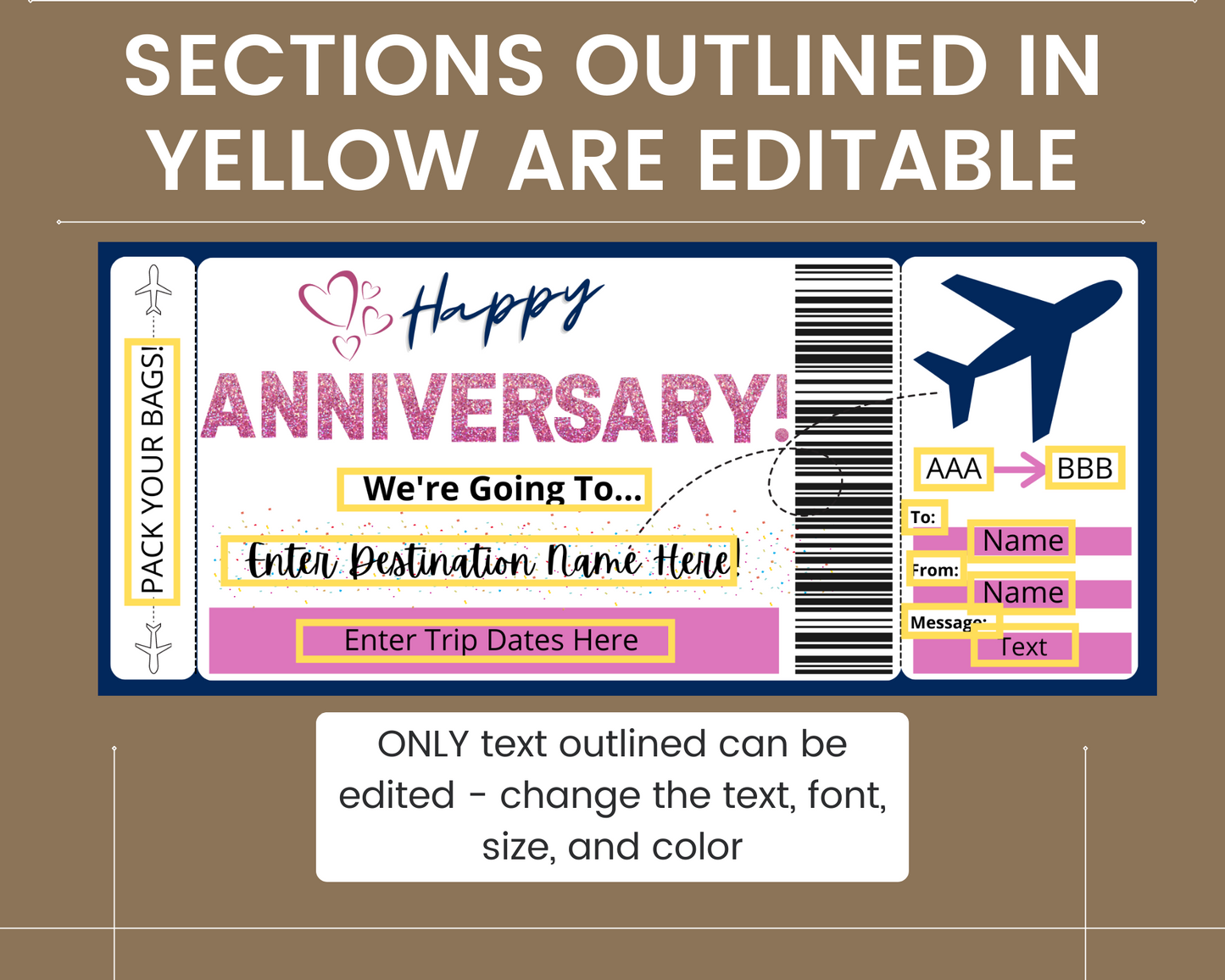 Anniversary Boarding Pass: Printable Flight Ticket