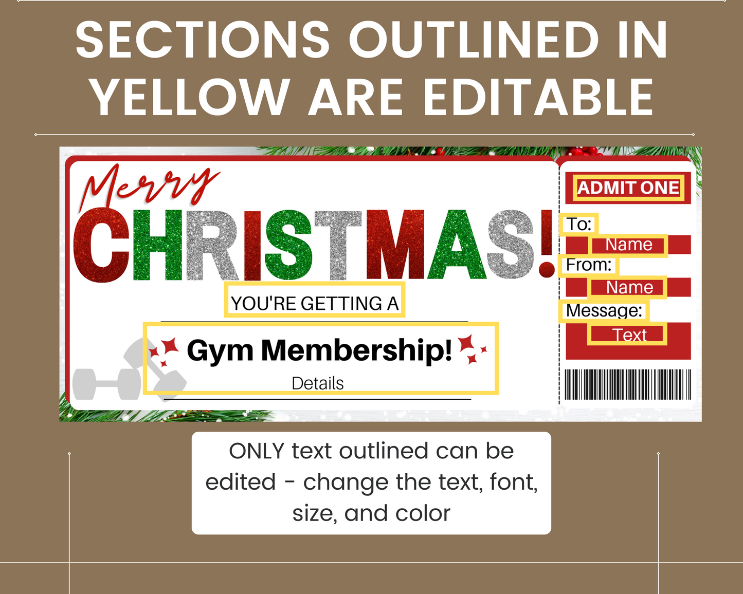 Christmas Gym Membership Gift Certificate Template