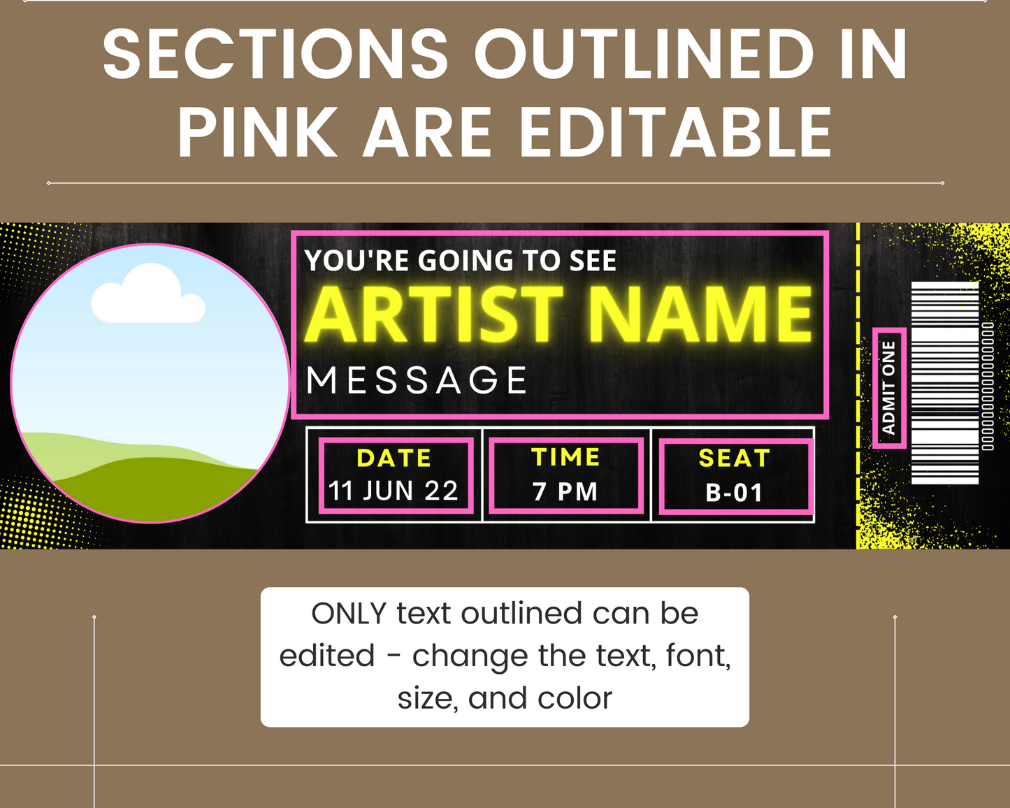 Concert Ticket Template: Add your own picture