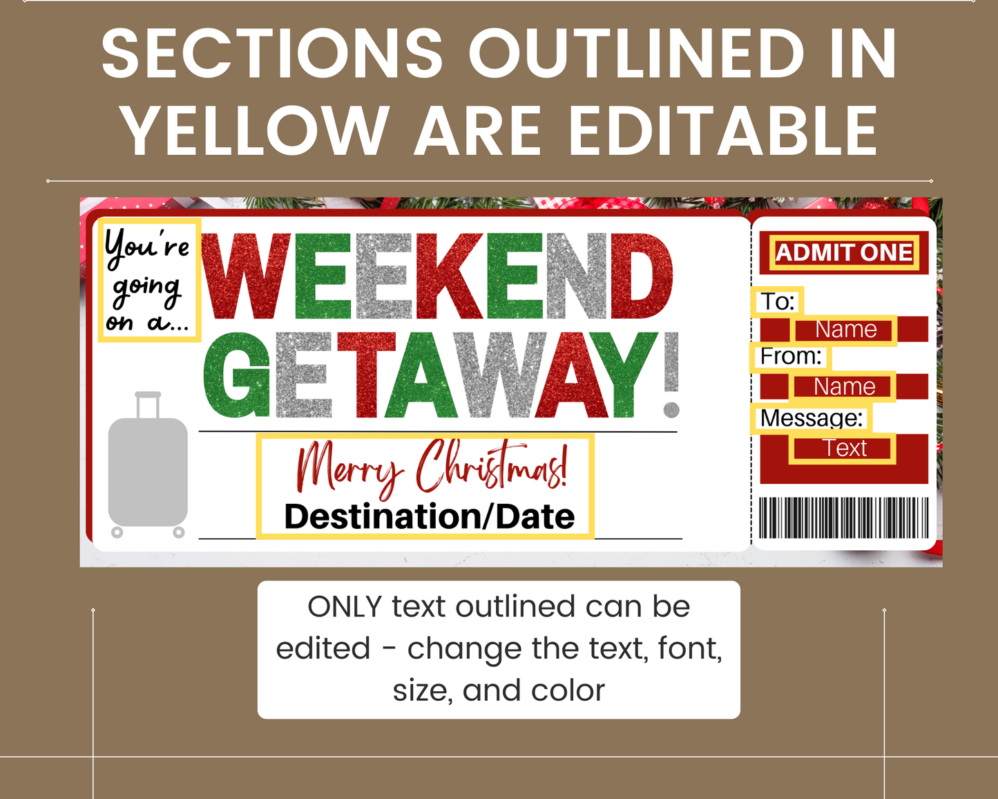 Christmas Weekend Getaway Ticket Template