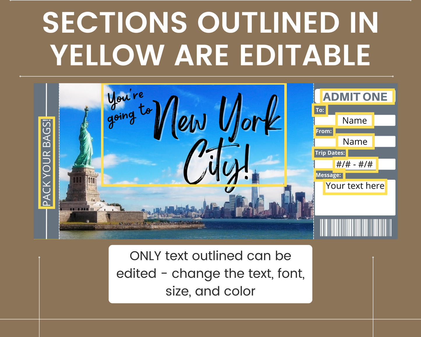 New York City Boarding Pass Template