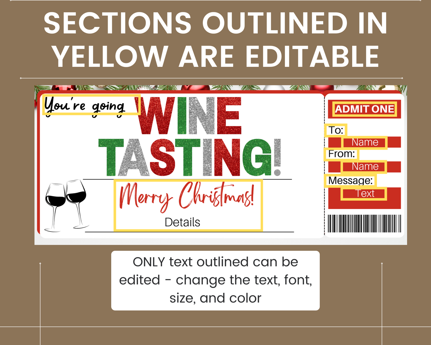 Christmas Wine Tasting Gift Ticket Template