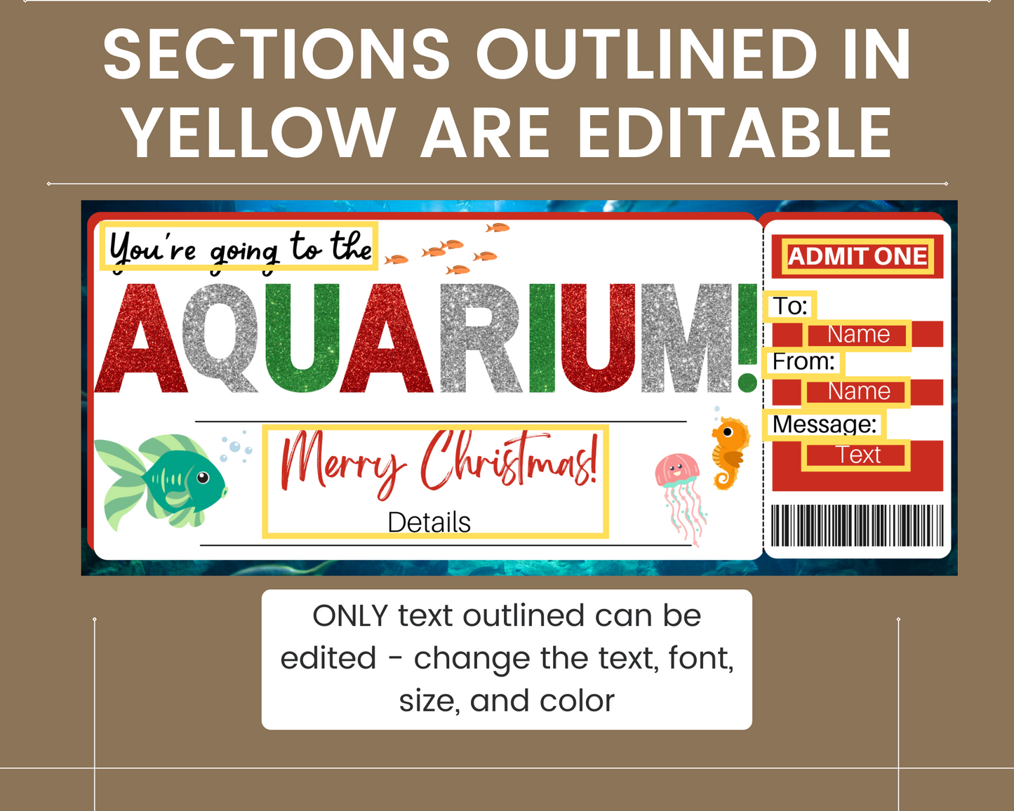 Christmas Aquarium Gift Ticket Template