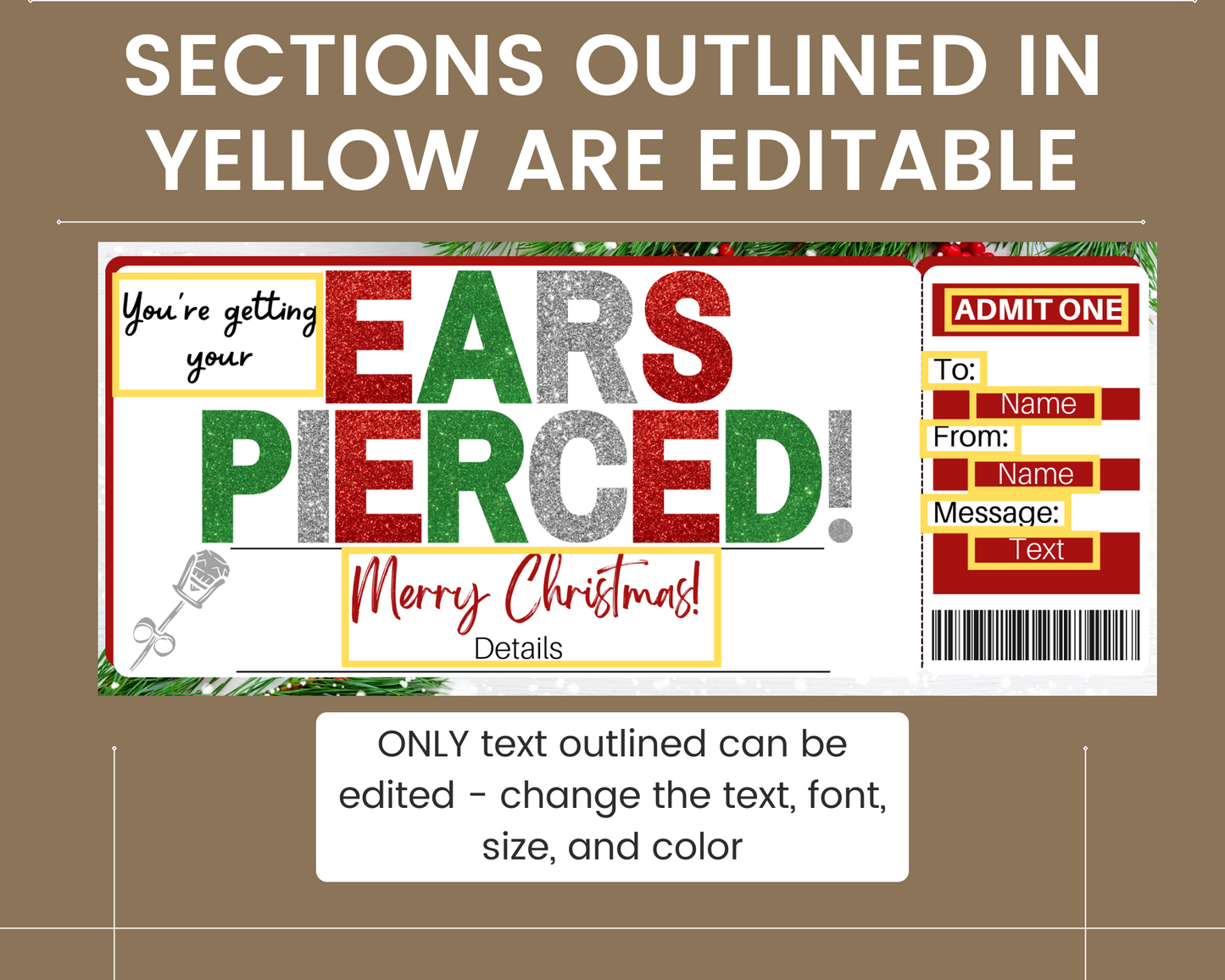 Christmas Ear Piercing Gift Certificate