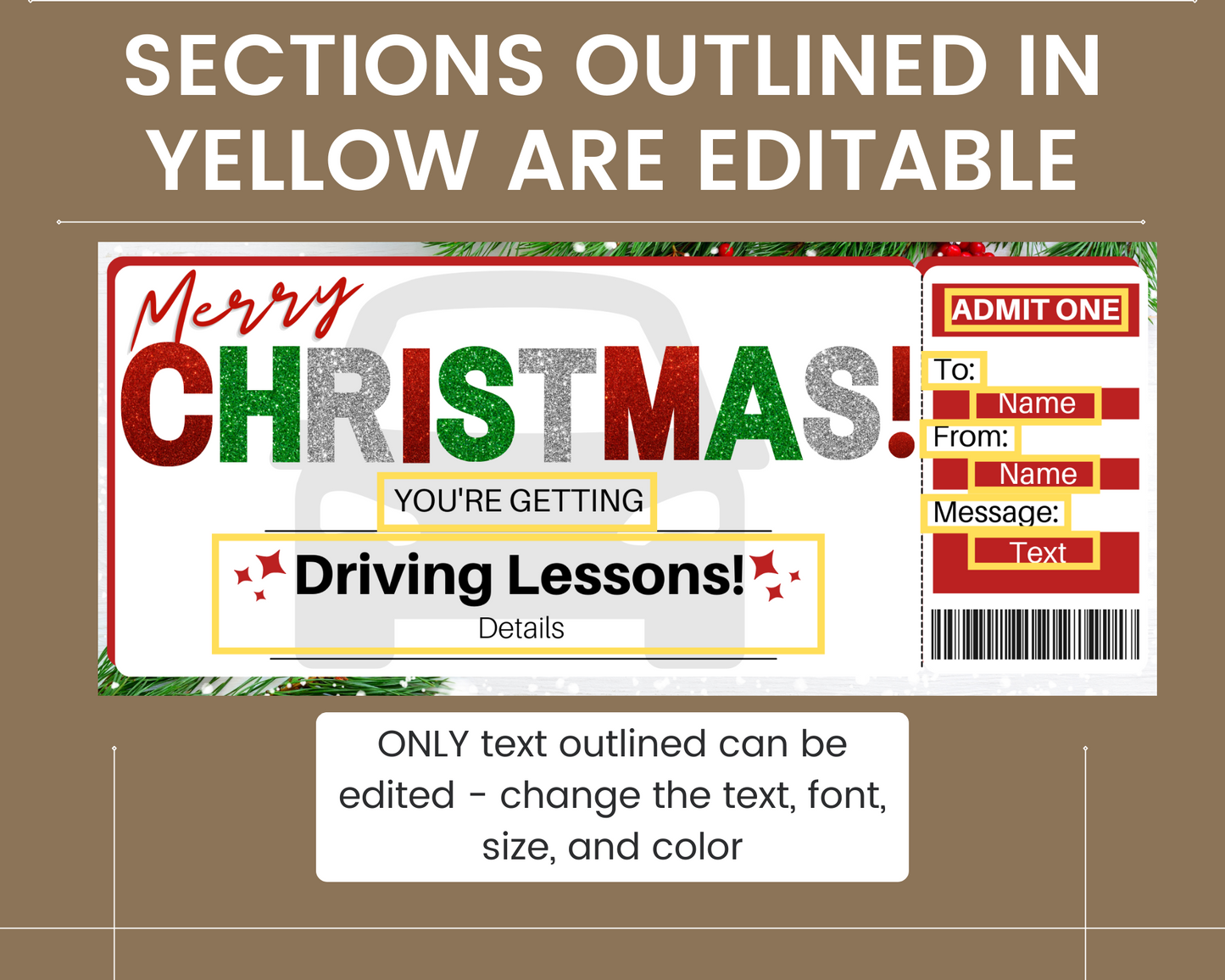 Christmas Driving Lessons Gift Certificate