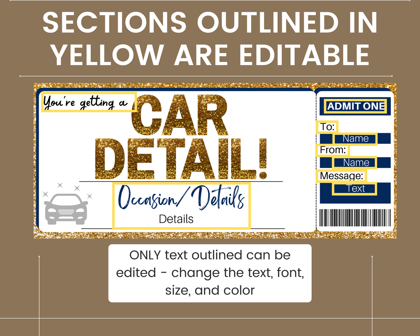 Car Detail Gift Ticket Template