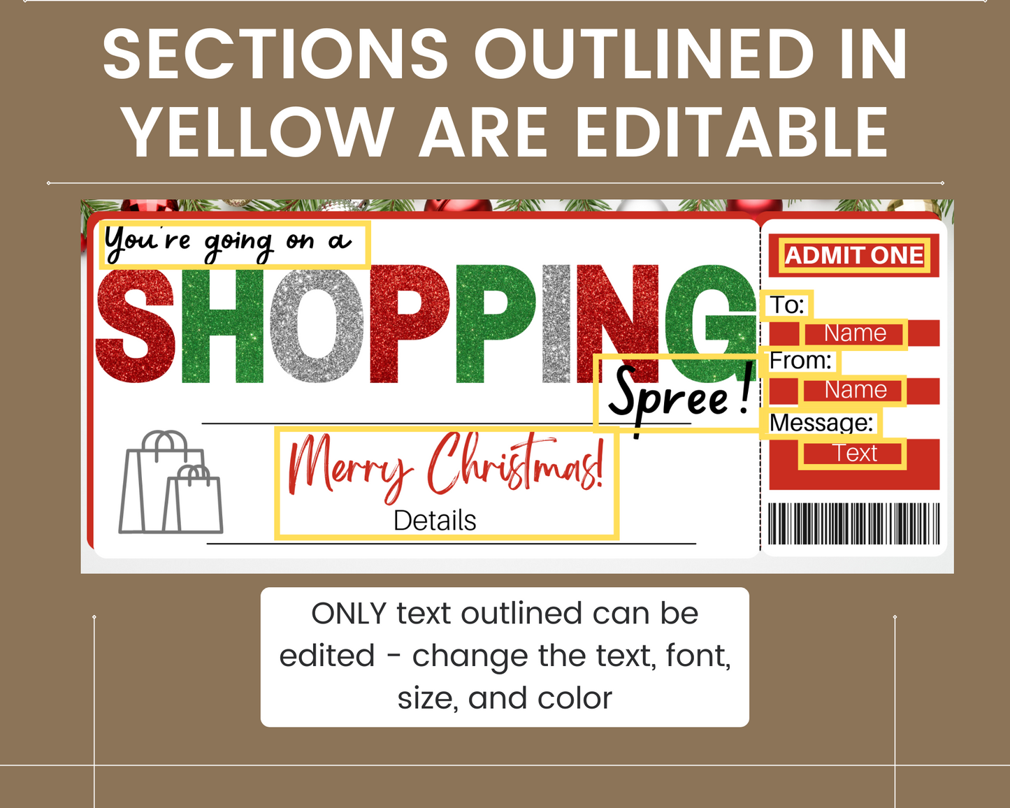 Christmas Shopping Spree Gift Ticket