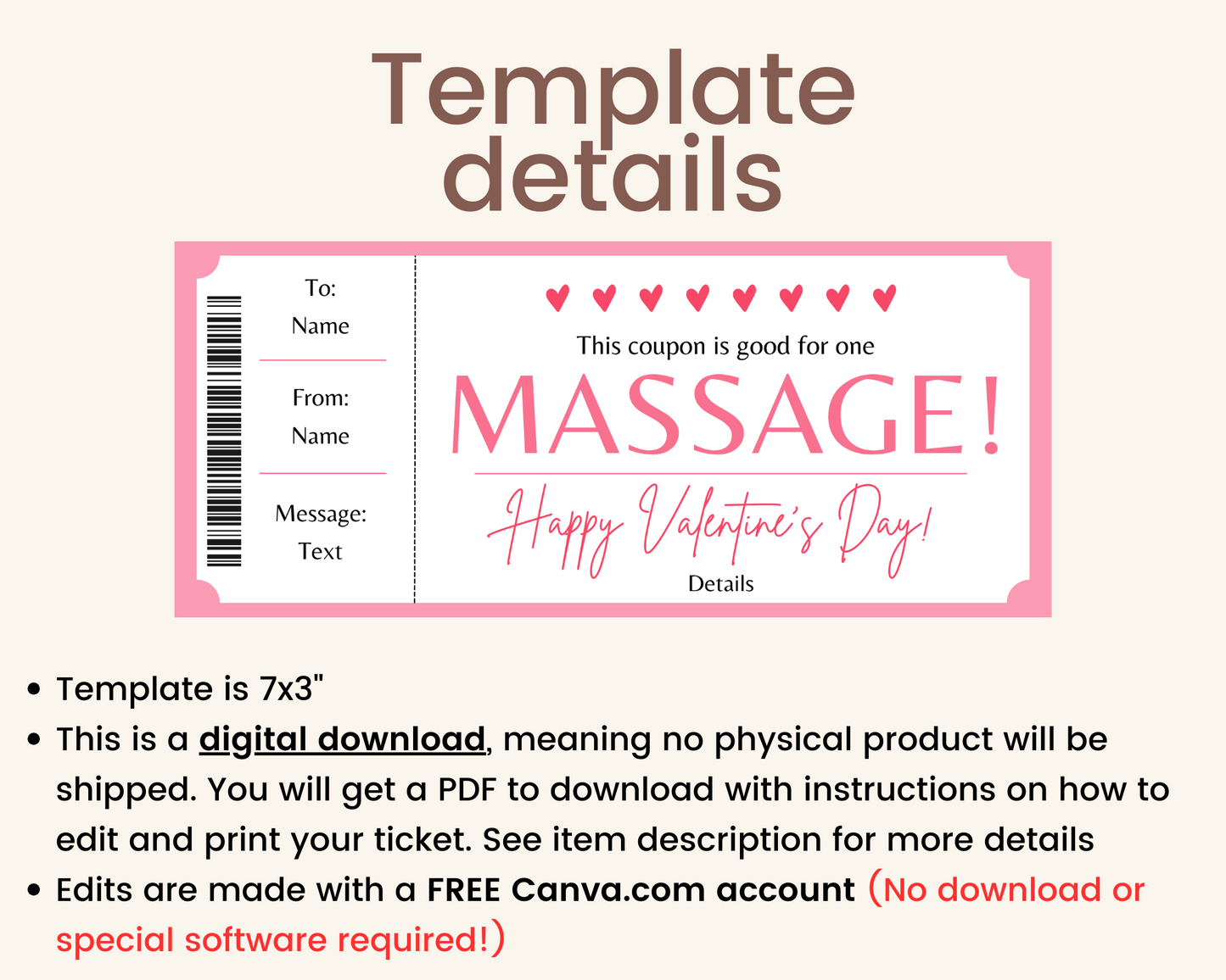 Valentine's Day Massage Gift Certificate Template
