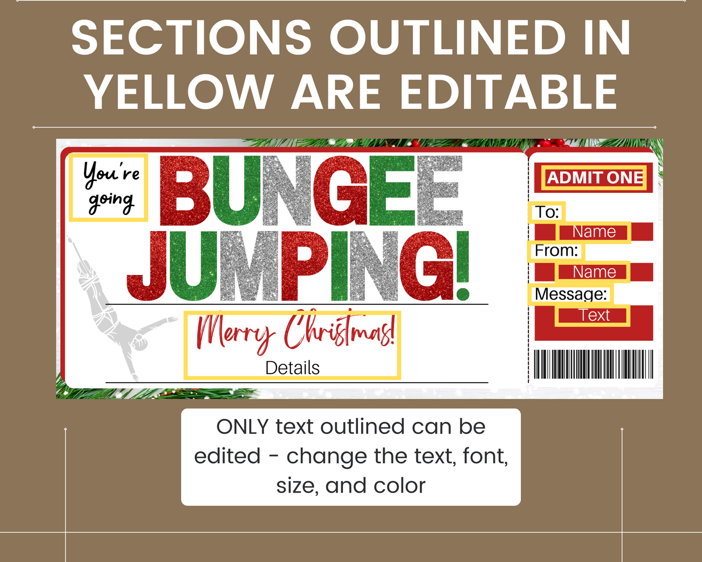 Christmas Bungee Jumping Gift Ticket Template