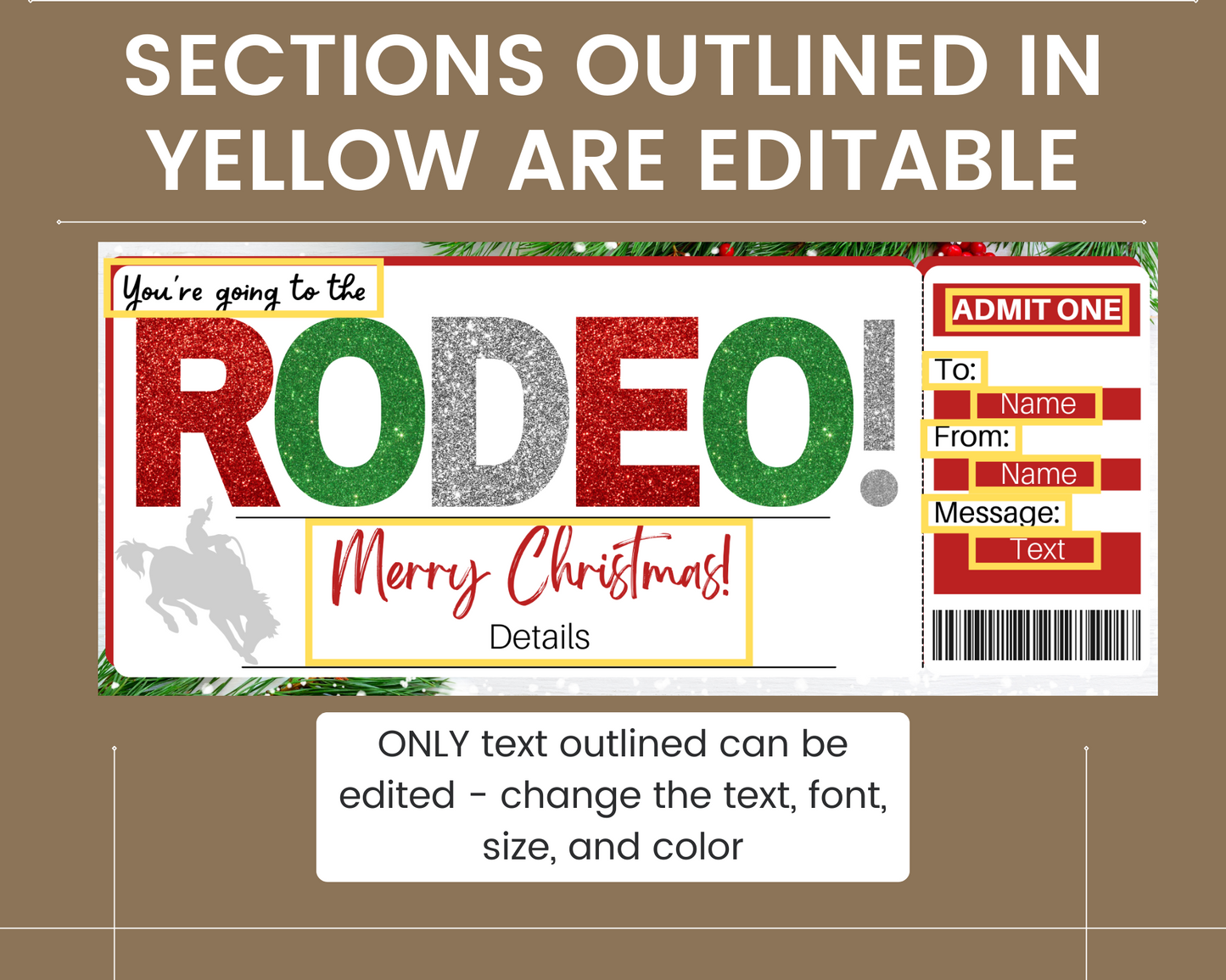 Christmas Rodeo Gift Ticket Template