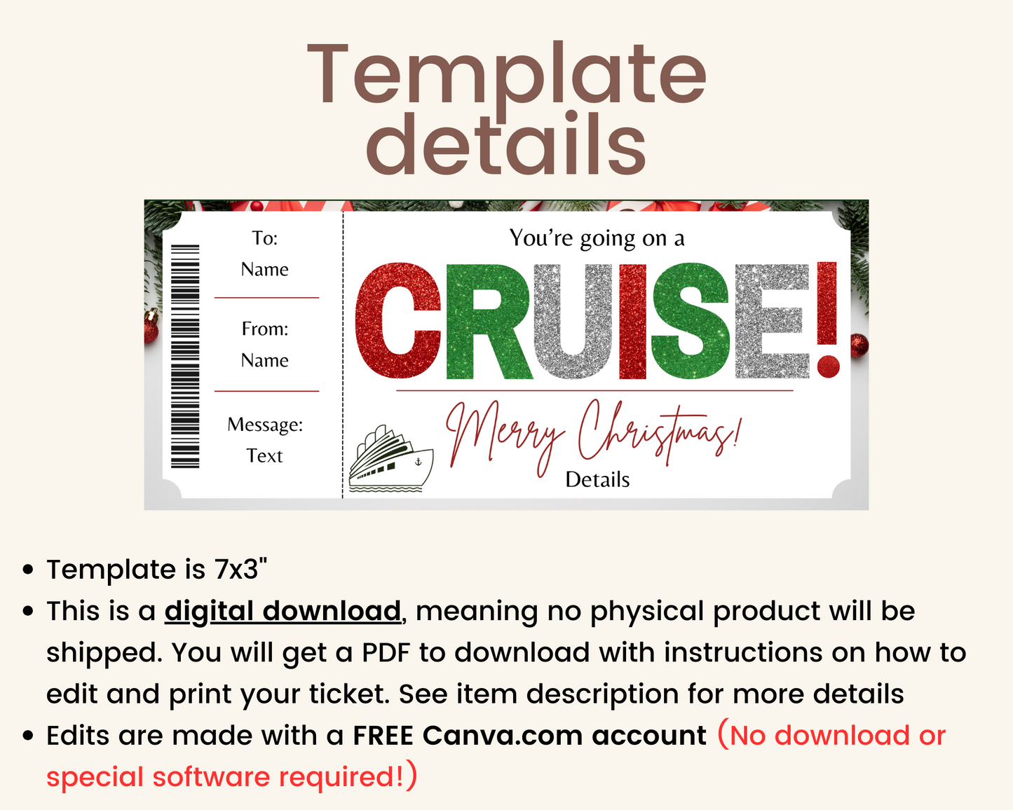 Christmas Cruise Gift Certificate Template