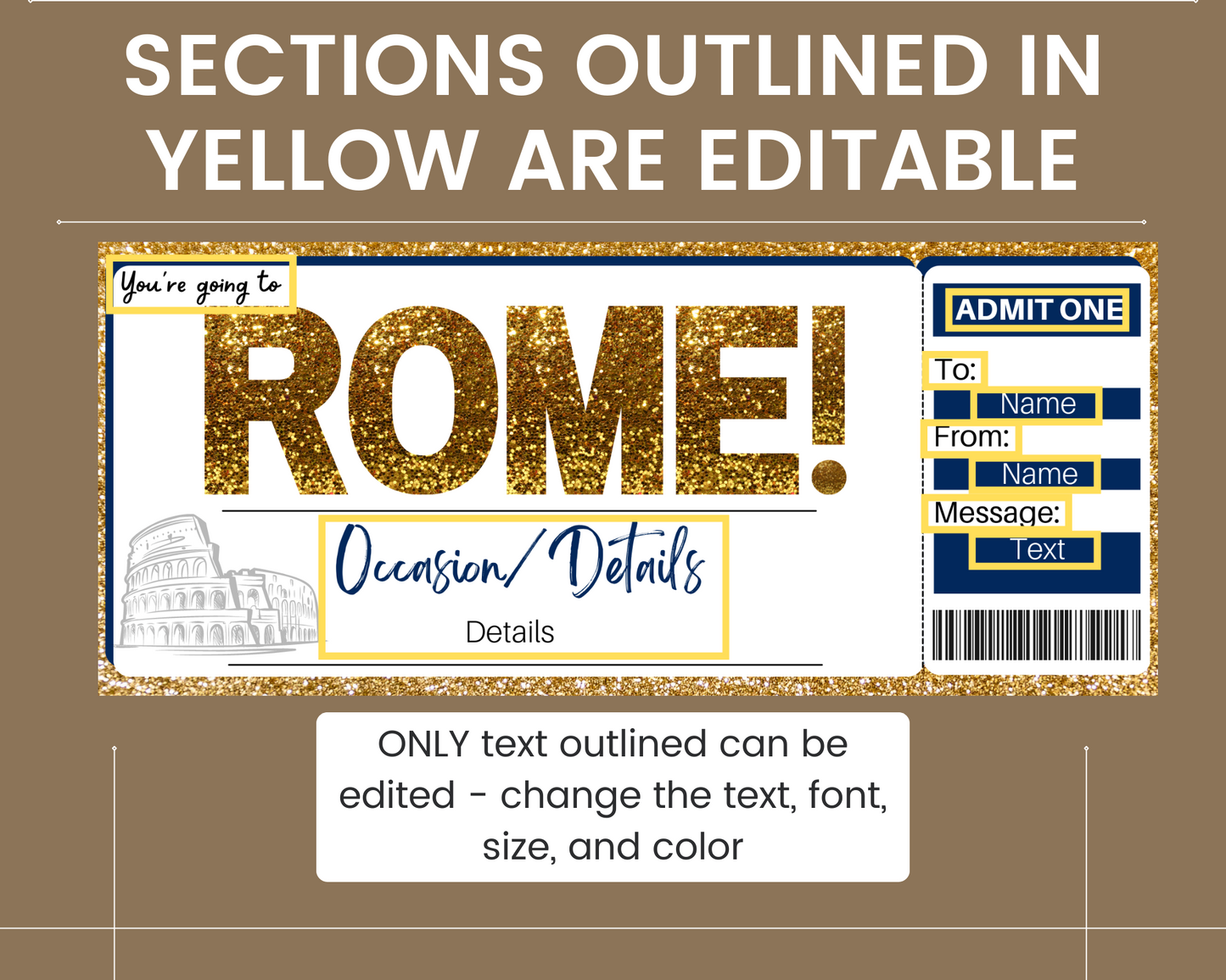 Rome Boarding Pass Ticket Template