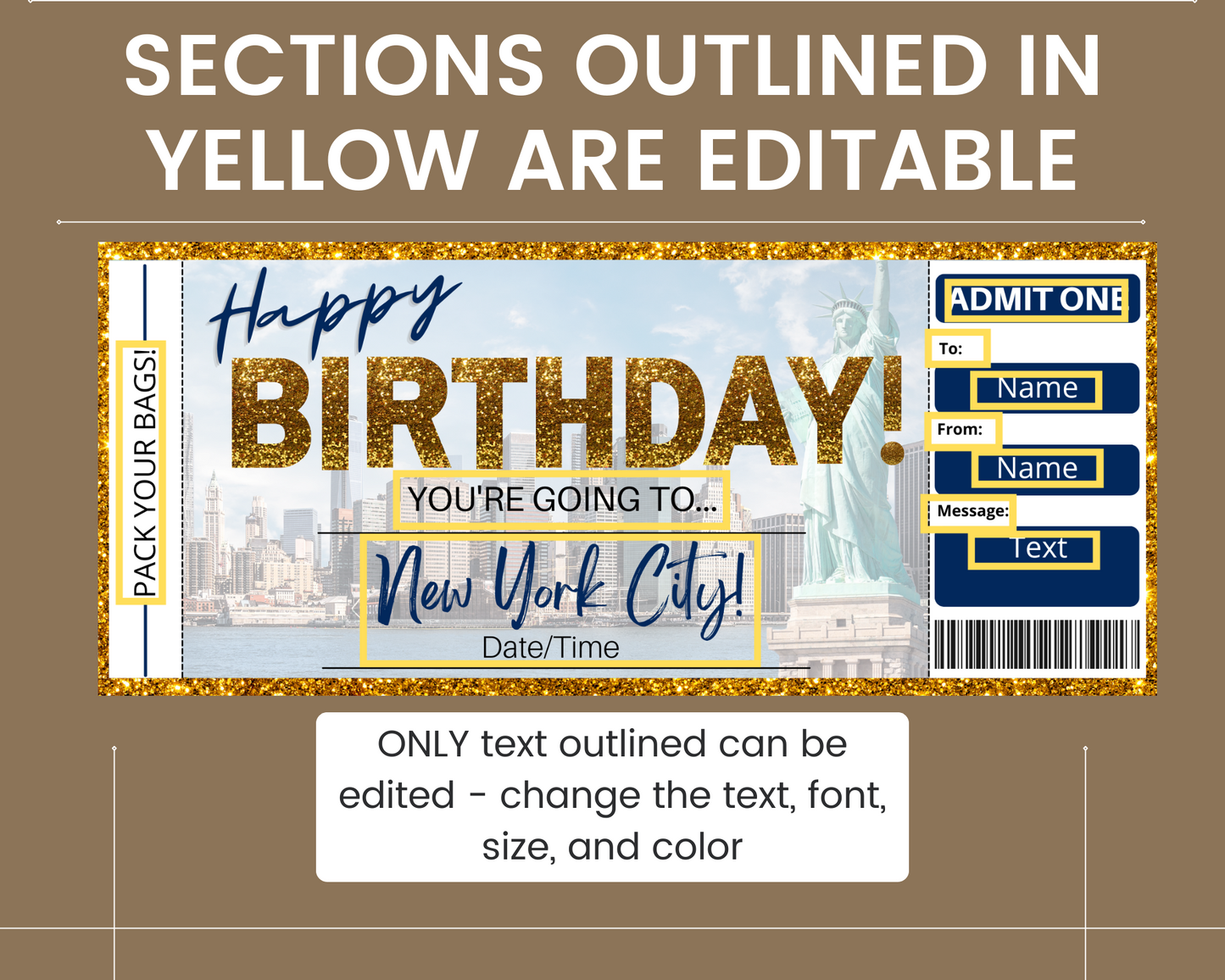 Birthday New York City Boarding Pass Template