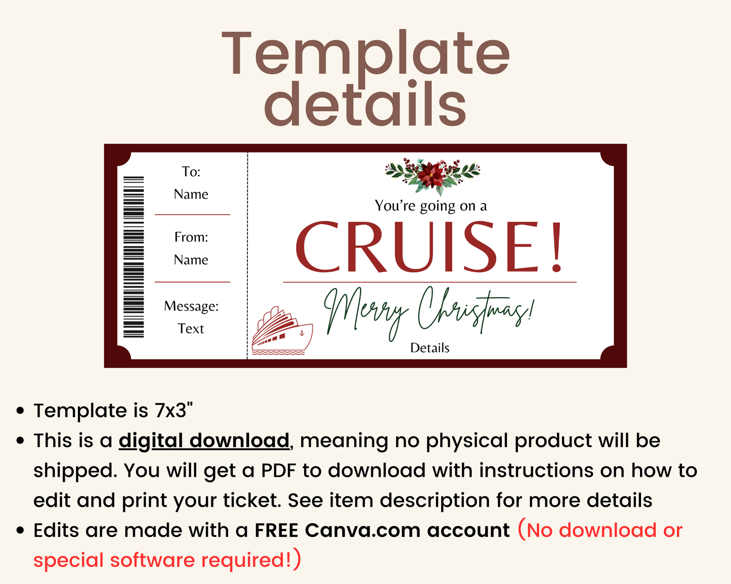 Christmas Surprise Cruise Gift Ticket