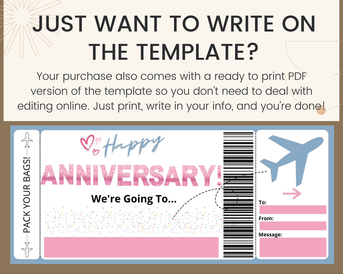 Anniversary Boarding Pass Flight Ticket