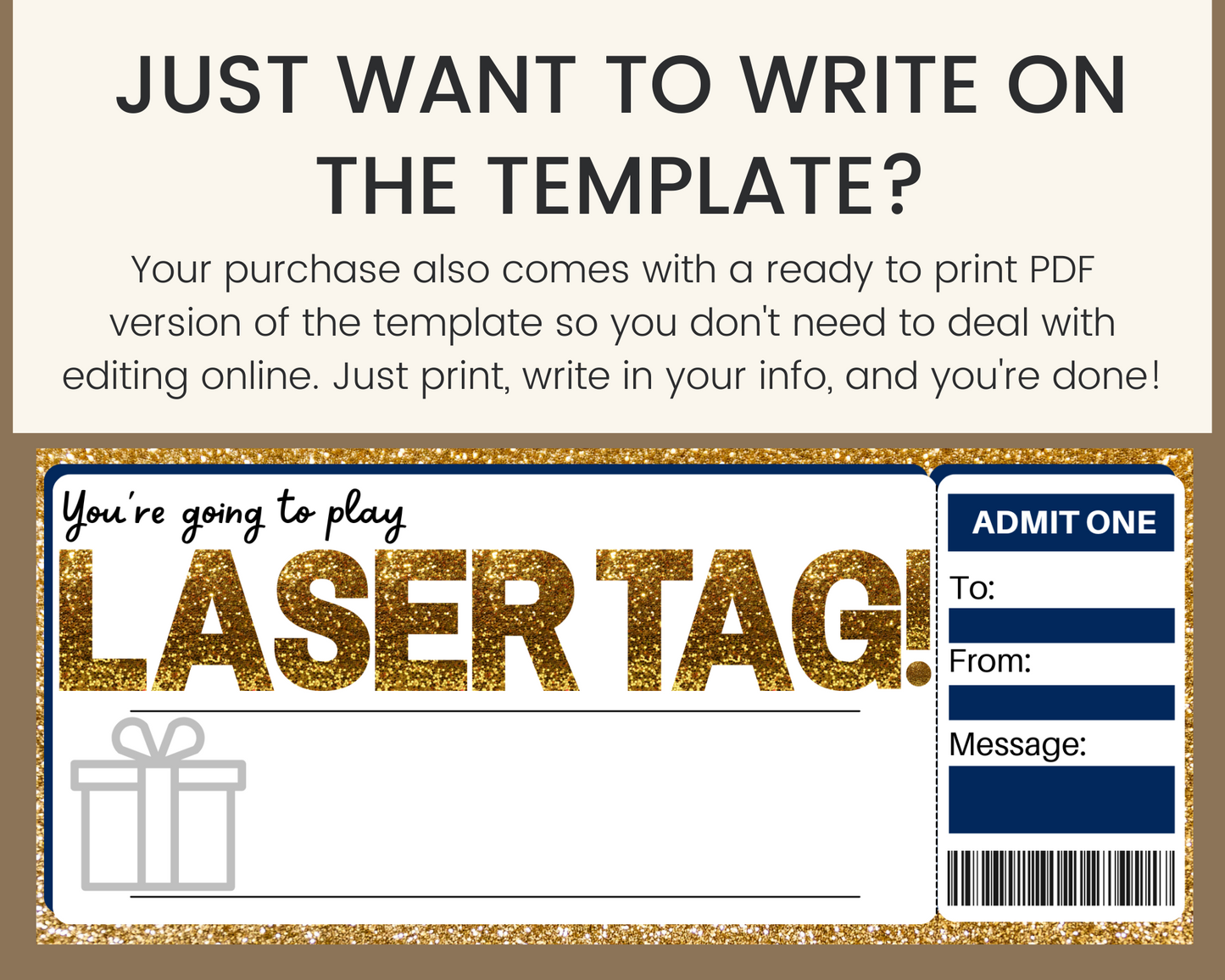 Laser Tag Gift Ticket Template