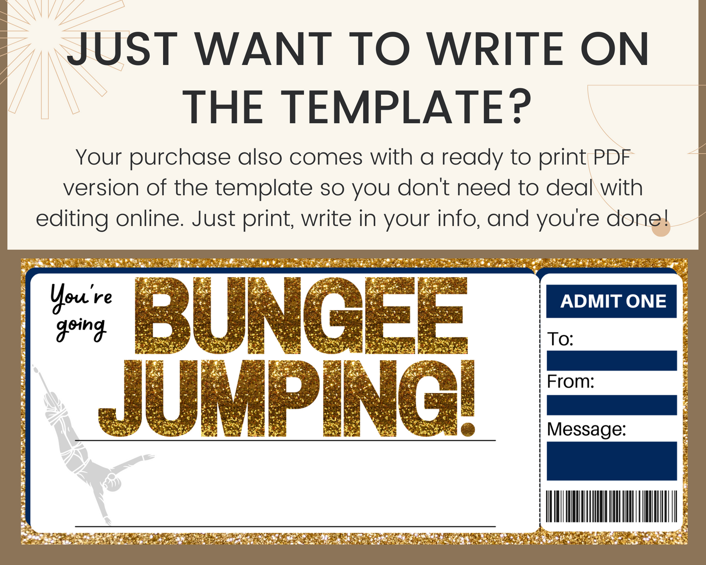 Bungee Jumping Gift Ticket Template