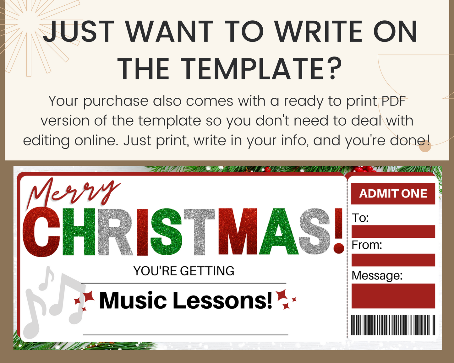 Christmas Music Lessons Ticket