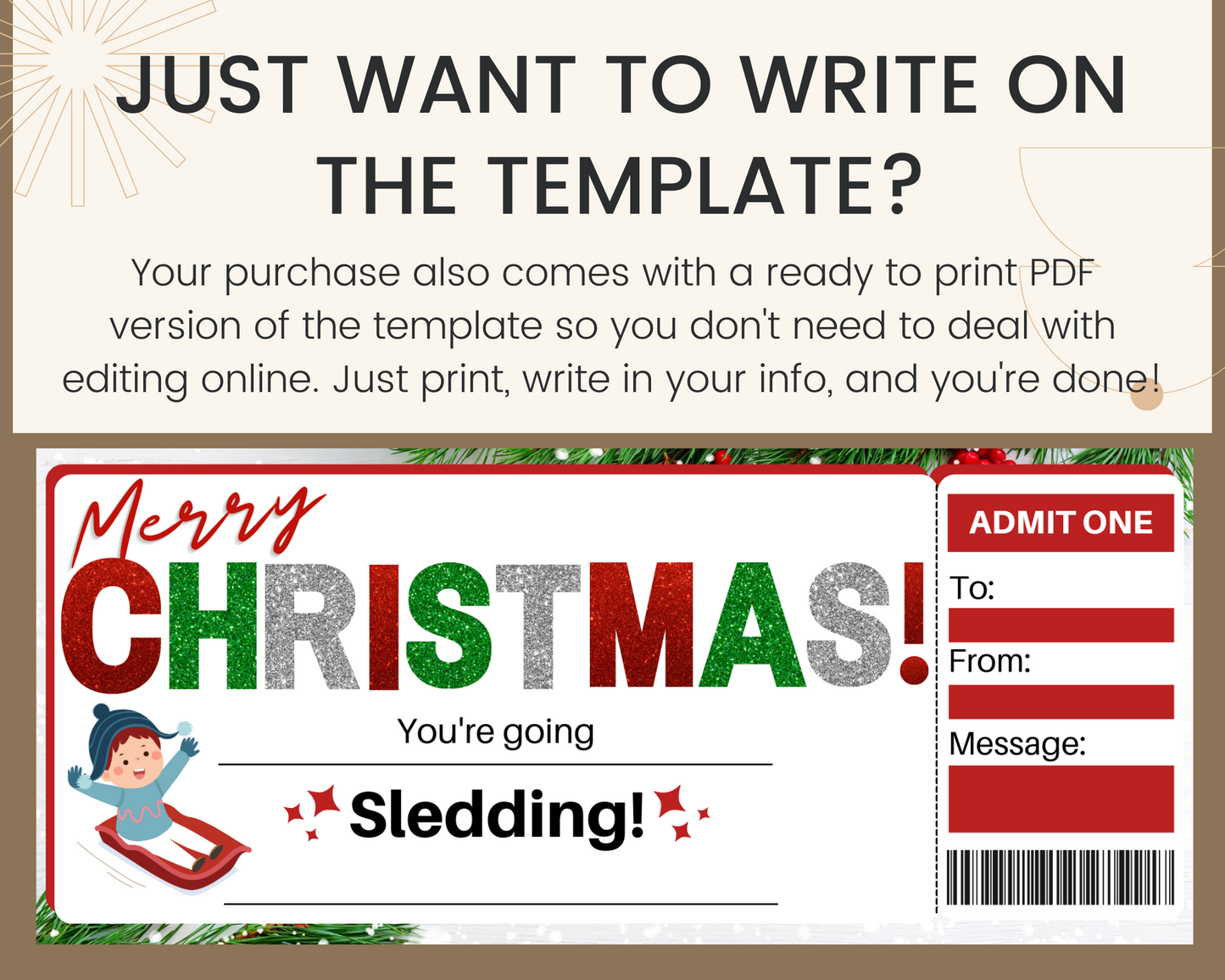 Christmas Sledding Gift Certificate Template