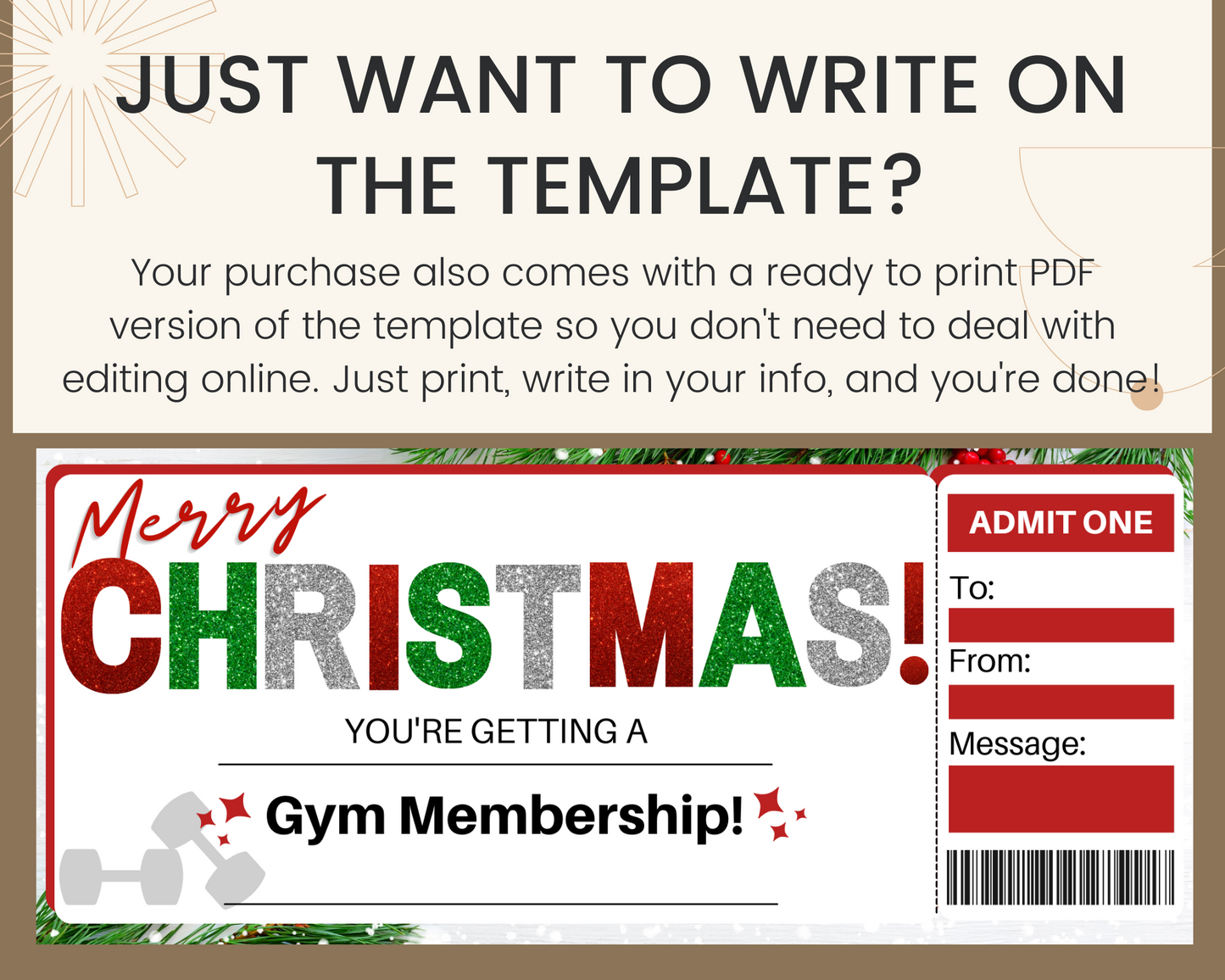 Christmas Gym Membership Gift Certificate Template