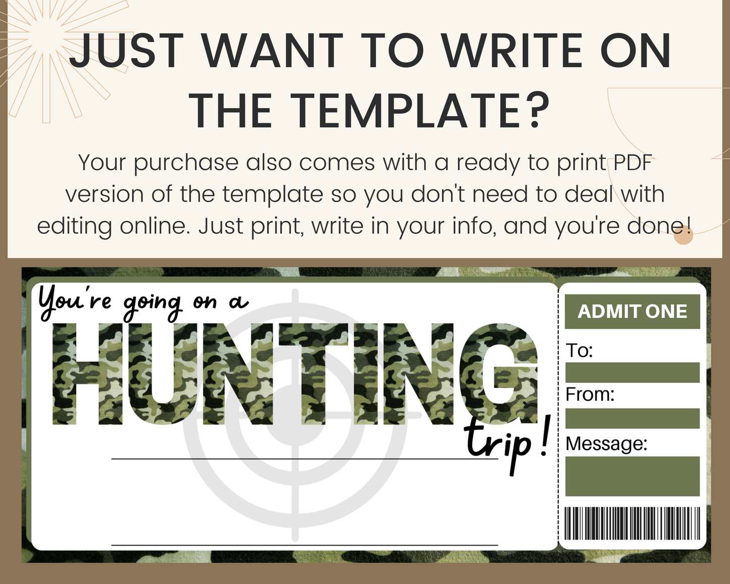 Hunting Gift Ticket Template
