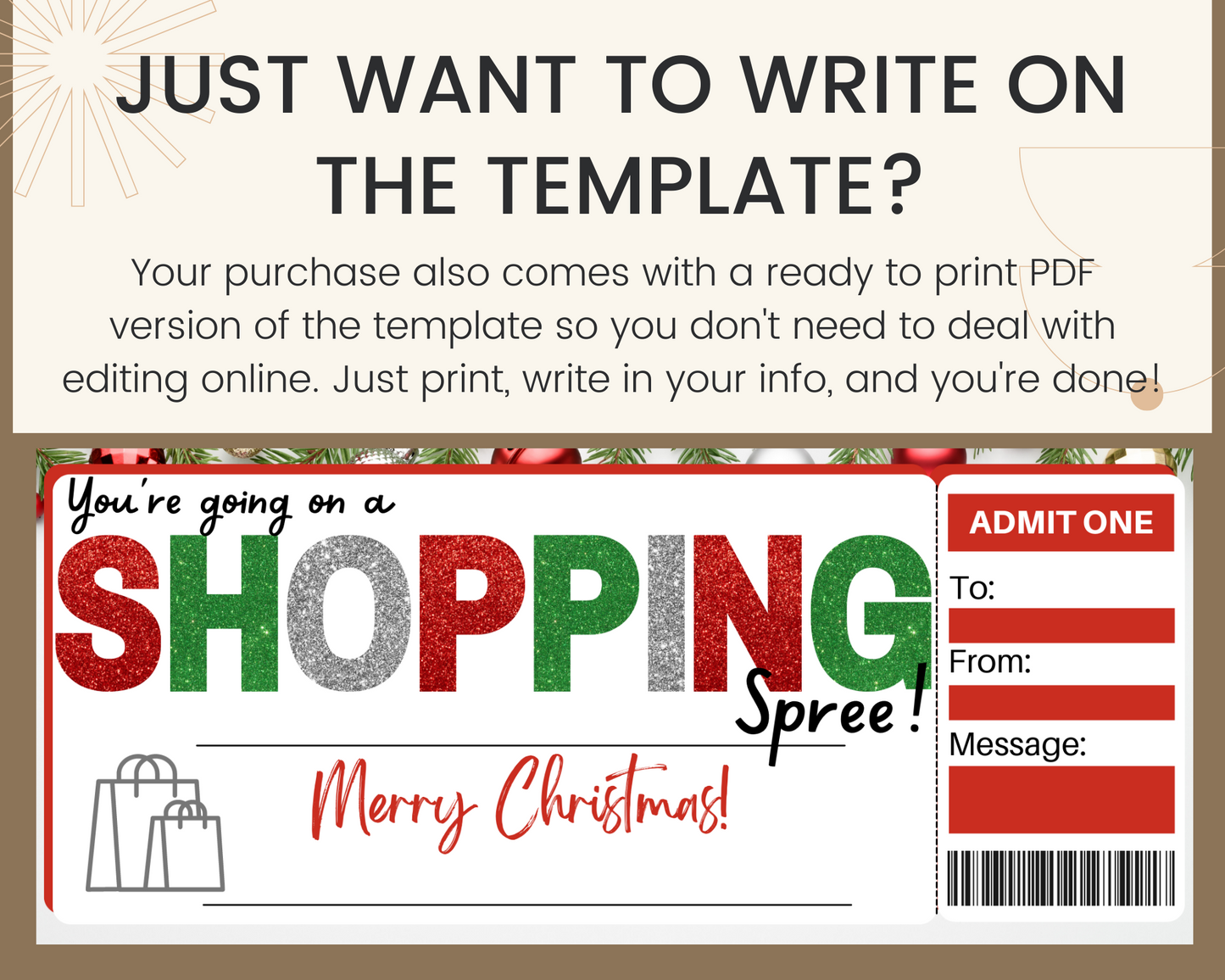 Christmas Shopping Spree Gift Ticket