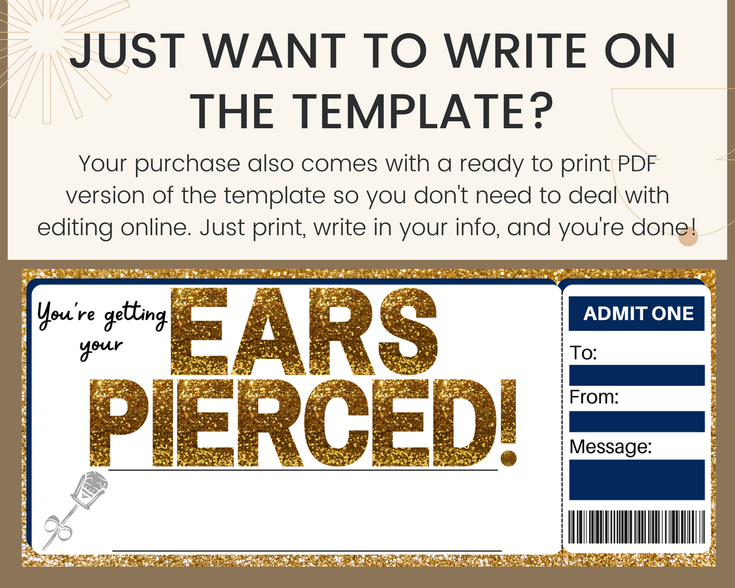 Ear Piercing Gift Ticket Template