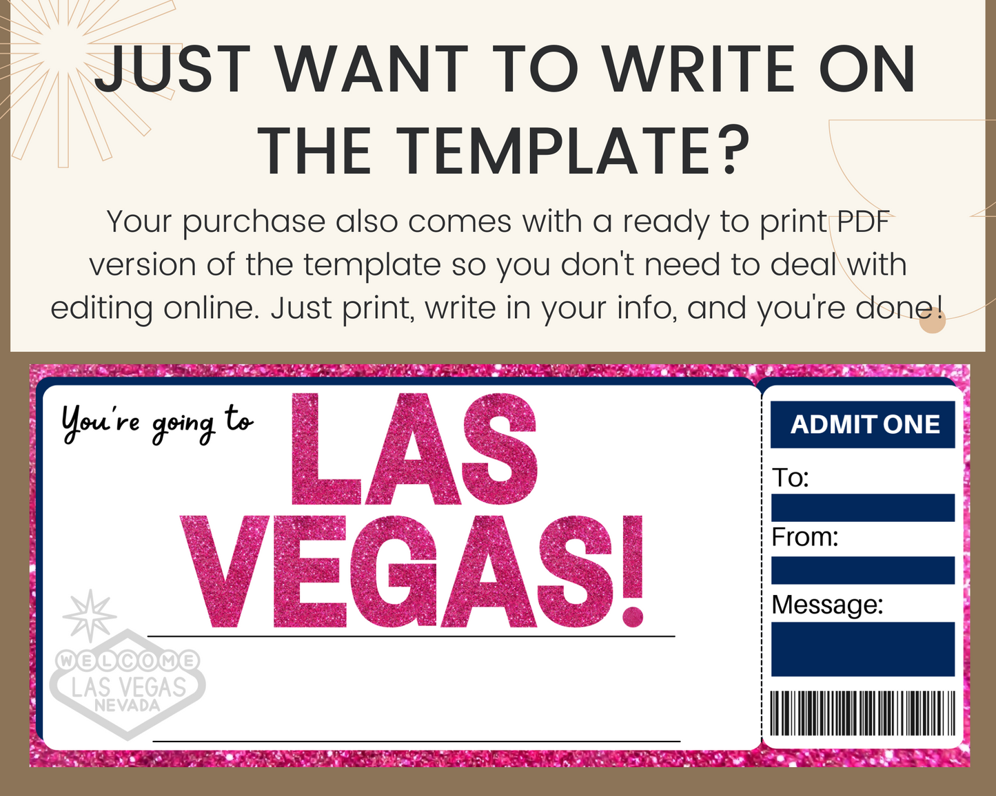 Las Vegas Boarding Ticket Template